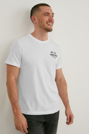 C&A Mustang T-shirt Herr Vita | KQATC-7601