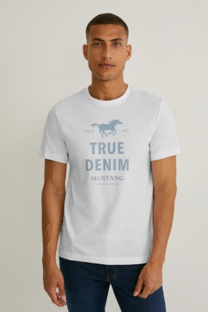 C&A Mustang T-shirt Herr Vita | RHVLQ-0397