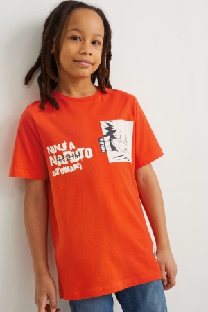 C&A Naruto Sleeve T-shirt Pojke Orange | FBHAK-4321