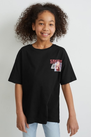C&A Naruto T-shirt Tjej Svarta | OPUDW-9403