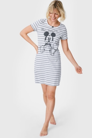 C&A NightStriped Mickey Mouse Nattkläder Dam Grå | MJHND-5160