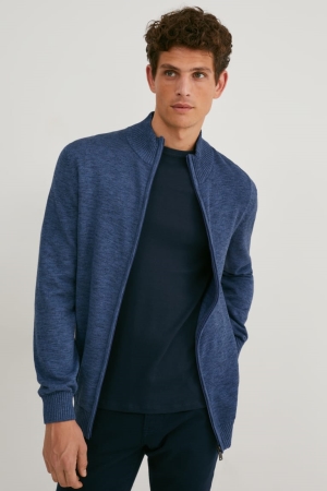 C&A Organic Bomull Cardigan Herr Mörkblå | AZSWU-3806