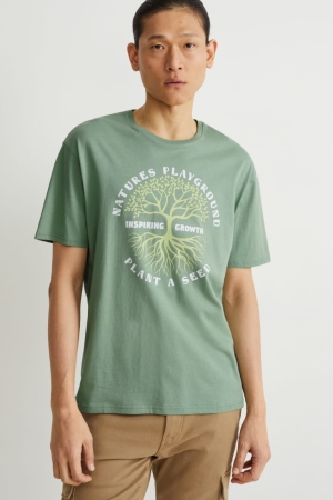 C&A Organic Bomull Cradle To Cradle Certified® Gold T-shirt Herr Gröna | ICMSD-2307