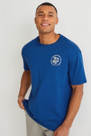 C&A Organic Bomull Cradle To Cradle Certified® Gold T-shirt Herr Blå | OSKQB-2953
