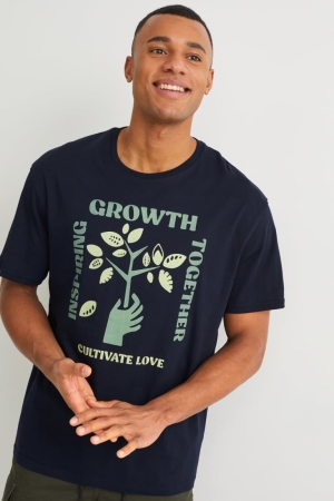 C&A Organic Bomull Cradle To Cradle Certified® Gold T-shirt Herr Mörkblå | QZWJN-5672