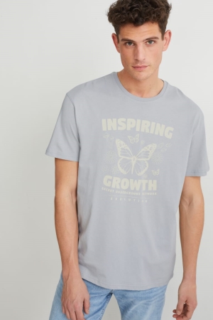 C&A Organic Bomull Cradle To Cradle Certified® Gold T-shirt Herr Ljusblå | SFHTY-6597