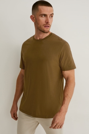 C&A Organic Bomull T-shirt Herr Khaki | SDEIW-4176