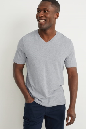 C&A Organic Bomull T-shirt Herr Ljusgrå | FAHDM-1064