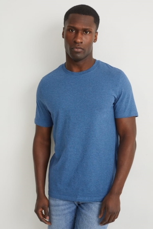 C&A Organic Bomull T-shirt Herr Mörkblå | GJHPI-6045