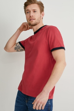 C&A Organic Bomull T-shirt Herr Röda | QENPO-1384