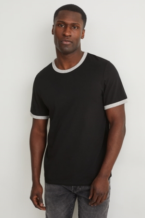 C&A Organic Bomull T-shirt Herr Svarta | LEBZY-7596