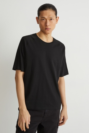 C&A Organic Bomull T-shirt Herr Svarta | PMZEX-0517