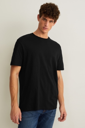C&A Organic Bomull T-shirt Herr Svarta | XOVSF-6320
