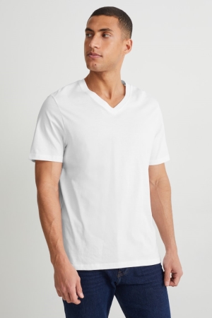 C&A Organic Bomull T-shirt Herr Vita | ZWORH-3867