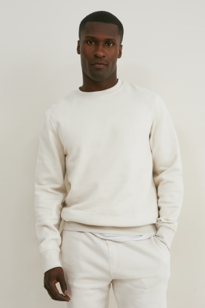 C&A Organic Bomull Tröjor Herr Creme | STWBF-8691