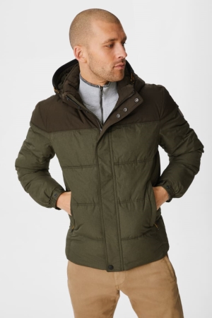 C&A Outdoor With Hood Recycled Jacka Herr Mörkgröna | MKXGA-9612
