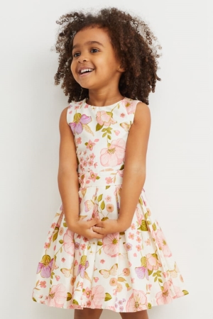 C&A Partywear Floral Klänning Tjej Vita Rosa | LVOAB-2580