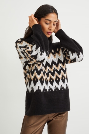 C&A Patterned Jumpers Dam Svarta | ZGFXM-0612