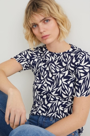 C&A Patterned T-shirt Dam Mörkblå | AJYGI-4673