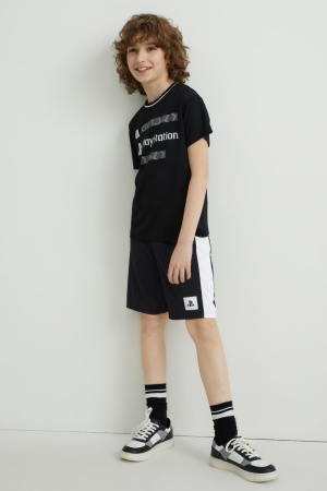 C&A Playstation Set Sleeve And 2 Piece T-shirt Pojke Svarta | CVEFK-3048