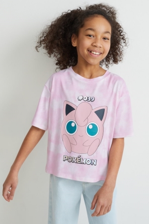 C&A Pokémon Sleeve T-shirt Tjej Rosa | EQLHU-7398