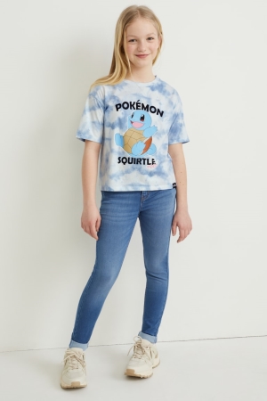 C&A Pokémon Sleeve T-shirt Tjej Vita Ljusblå | HSDEW-6372
