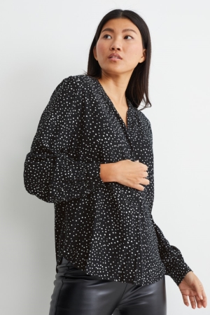 C&A Polka Dot Blusar Dam Svarta | PEIMA-4806