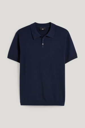 C&A Polo Hoodie Herr Mörkblå | CJRTM-2096