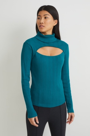 C&A Polo Neck Blast Dam Mörkgröna | KSLDM-2506