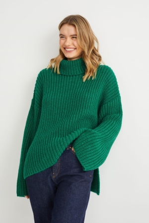 C&A Polo Neck Jumpers Dam Gröna | FGUEP-6538