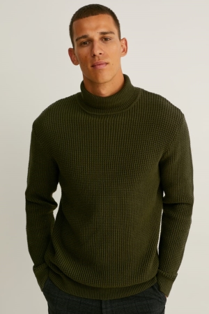 C&A Polo Neck Jumpers Herr Khaki | EBTMA-3794