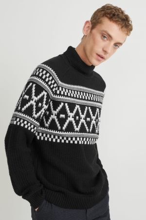 C&A Polo Neck Jumpers Herr Svarta | AWZJE-5064
