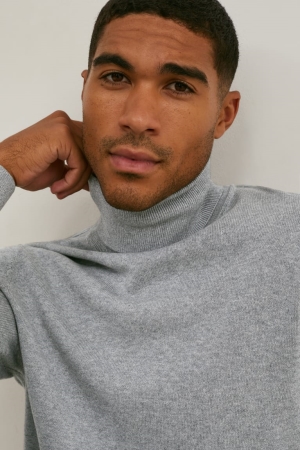 C&A Polo Neck Organic Bomull Jumpers Herr Grå | OSJDU-9806
