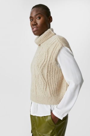C&A Polo Neck Slipover Hoodie Dam Vita | TQJEK-5264