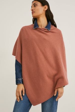 C&A Poncho With Cashmere Ull Blend Hoodie Dam Bruna | FCOPM-4916