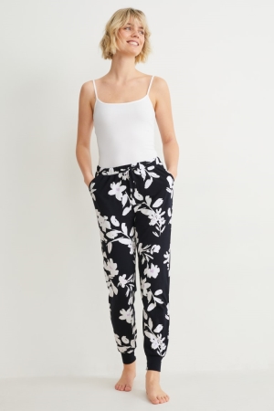 C&A Pyjama Bottoms Floral Nattkläder Dam Mörkblå | NGFBW-0378
