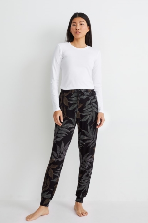 C&A Pyjama Bottoms Patterned Nattkläder Dam Svarta | EDRVT-2607