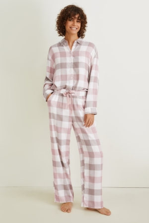 C&A Pyjamas Check Nattkläder Dam Ljusgrå | WPNEV-2018