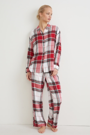 C&A Pyjamas Check Nattkläder Dam Röda | MJNQL-5413
