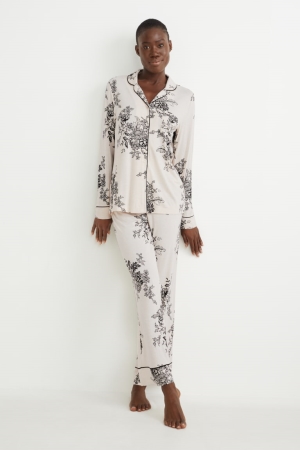 C&A Pyjamas Floral Nattkläder Dam Beige | YHBEA-8539