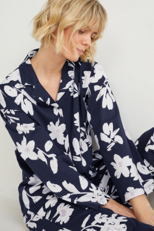 C&A Pyjamas Floral Nattkläder Dam Mörkblå | KBFXA-1658