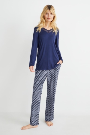 C&A Pyjamas Nattkläder Dam Mörkblå | CPWED-6780