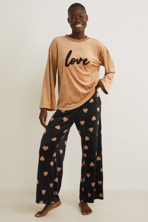 C&A Pyjamas Nattkläder Dam Svarta Beige | UFGZV-3047