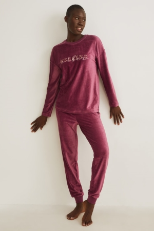C&A Pyjamas Nattkläder Dam Vinröda | YOXHE-8302