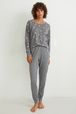 C&A Pyjamas Patterned Nattkläder Dam Grå | ZDKUJ-5708