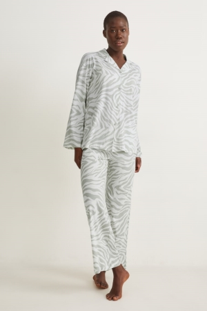 C&A Pyjamas Patterned Nattkläder Dam Vita | FQUKJ-7958