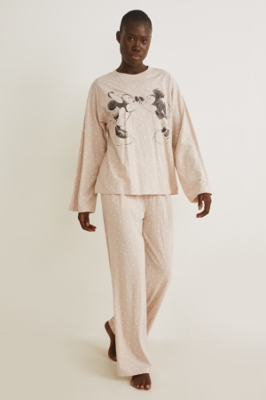 C&A Pyjamas Polka Dot Disney Nattkläder Dam Beige | MBCLS-0439