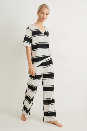 C&A Pyjamas Randig Nattkläder Dam Ljusbeige | EGFOM-0218