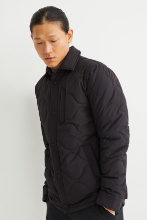 C&A Quiltad 4 Way Stretch Jacka Herr Svarta | ZJECD-3849