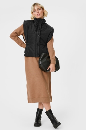 C&A Quiltad Gilet Recycled Jacka Dam Svarta | IGNVP-0298